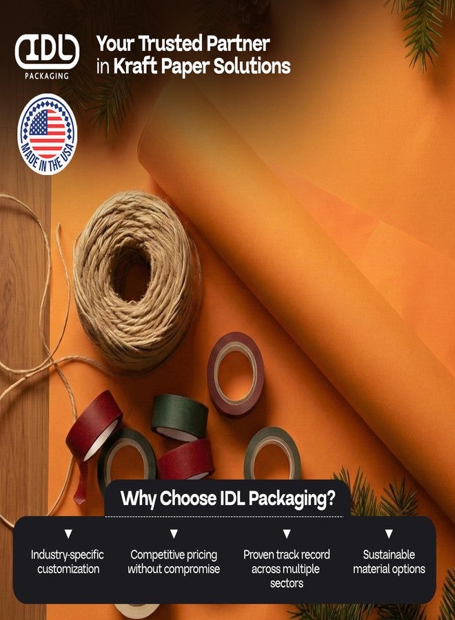 IDL Packaging 12" x 1200" (100 ft) Orange Kraft Paper Roll - USA-Made Quality Orange Craft Paper for Gift Wrapping, Kids' Arts & Crafts, School Projects - Natural Material 50lb Thickness by IDL Packaging - Image 5